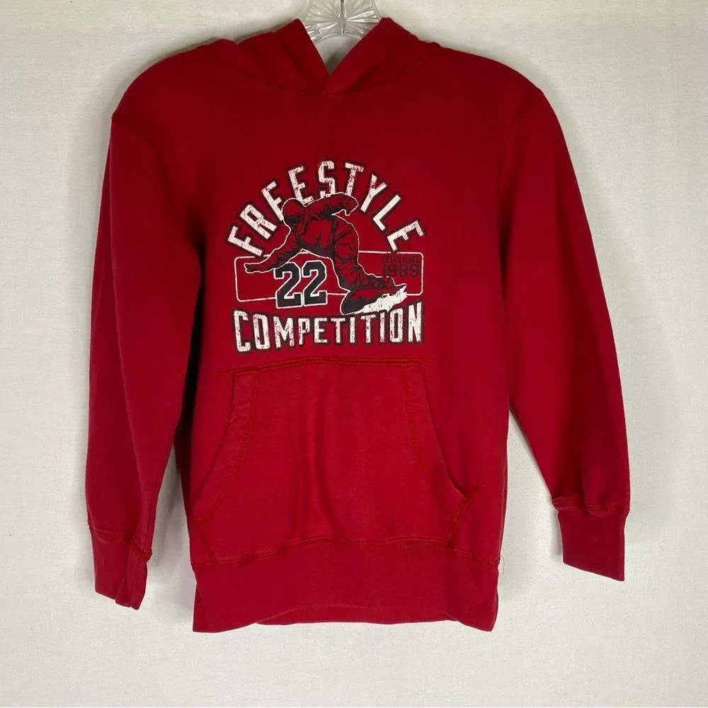 5/$15 Children’s‎ Place Hoodie Boys Red Skiing Graphic Sweatshirt Hood Pocket M